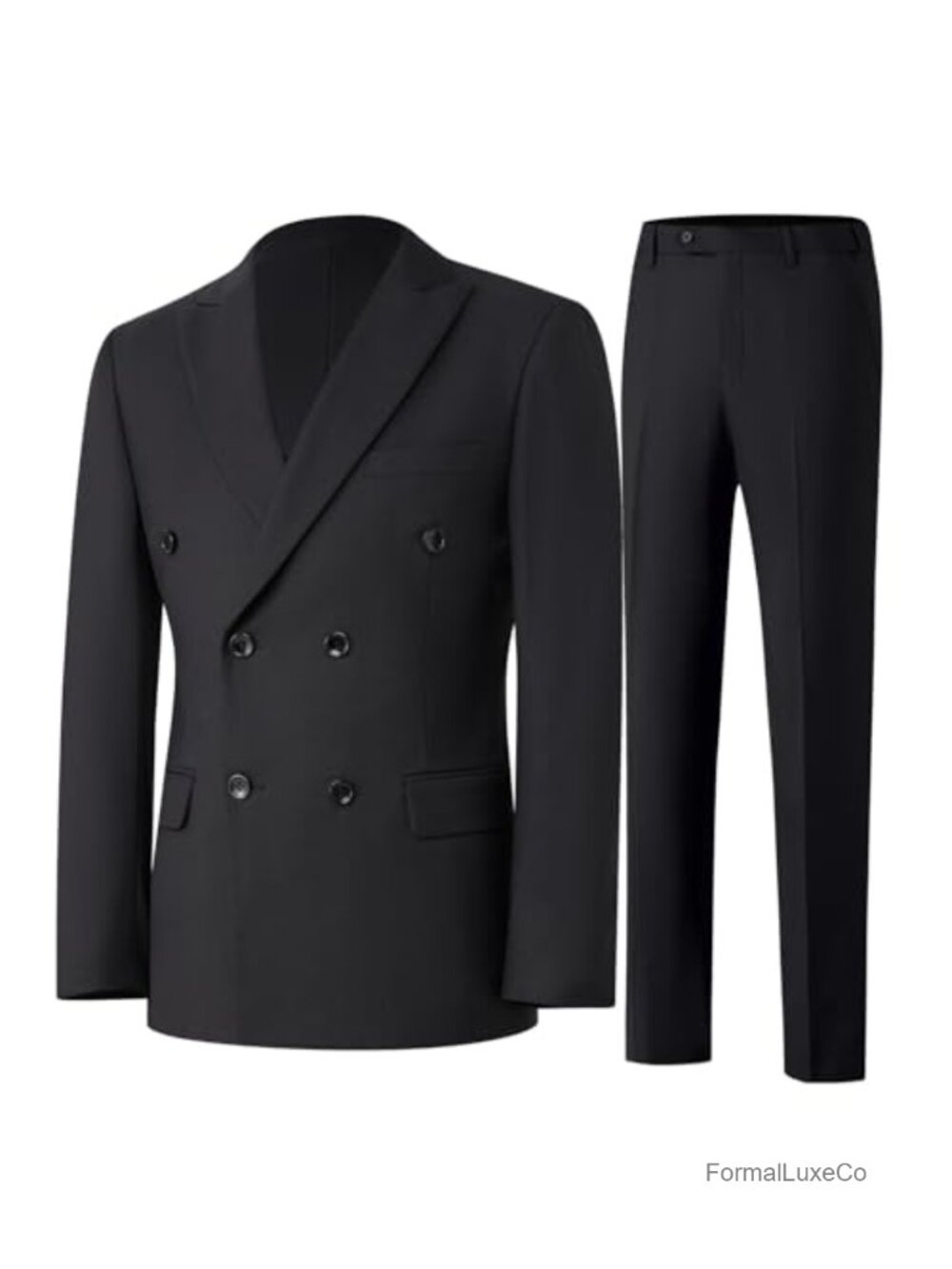 Men's Double Breasted Suit 2 Piece Slim Fit Tuxedo Set Formal Wedding